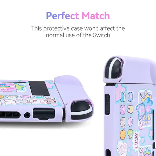 Vista 4 de GeekShare Protective Case Slim Cover Case Compatible with Nintendo Switch and Joy Con - Shock-Absorption and Anti-Scratch Animal Fighter