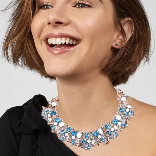 Vista 2 de Collar llamativo de cristal colorido para mujer, gargantilla, accesorios de moda