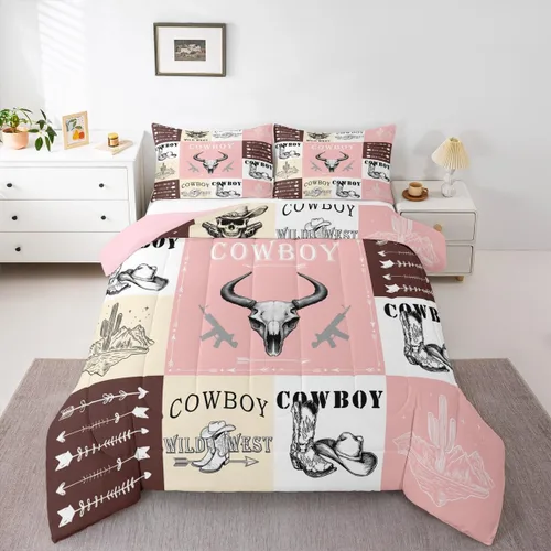 Vista 14 de Juego de edredón de cabaña rústica navideña, juego de ropa de cama estilo rústico con diseño de osos y ciervos, tamaño completo, patchwork Multi 08