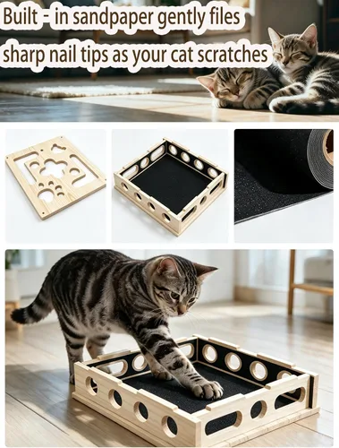 Vista 6 de Caja rascador de lima de uñas de gato, caja de enriquecimiento