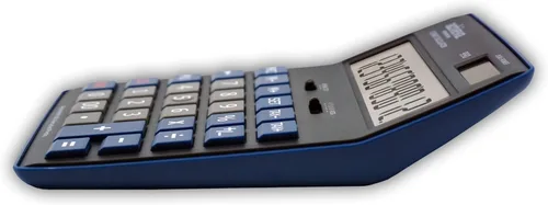 Vista 2 de Achieva Calculadora de escritorio con pantalla LCD de 12 dígitos Azul Llave de marcado, interruptores decimales y redondeadores seleccionables