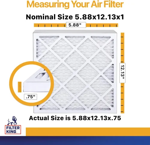 Vista 2 de Filter King Filtro de aire de 5.88 x 12.13 x 1 Paquete de 12 MERV 13 HVAC filtros de horno de aire acondicionado plisados Fabricado en Estados