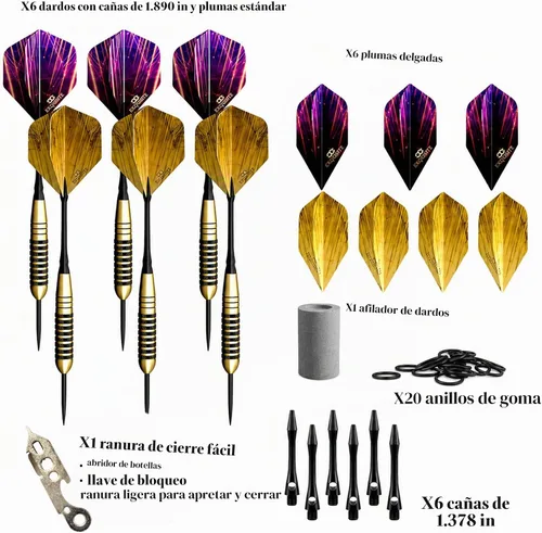 Vista 6 de CC-Exquisite Juego de dardos de punta de acero de alta calidad, dardos profesionales, barriles de latón, dardos de punta de metal, vuelos