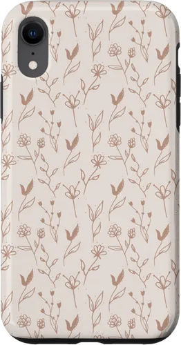 Vista 24 de iPhone 16 Hojas Botánico Flor Planta Línea Arte Terracota Case