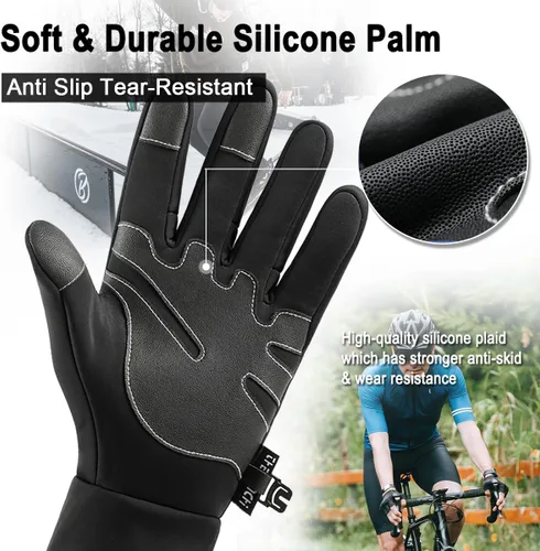 Vista 4 de Weitars Guantes de invierno para hombres y mujeres, guantes impermeables, guantes térmicos para el trabajo, guantes deportivos para correr