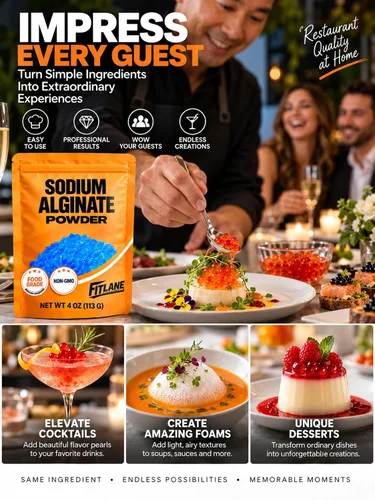 Vista 8 de Polvo de alginato de sodio 16 oz, ingrediente a granel de grado alimenticio