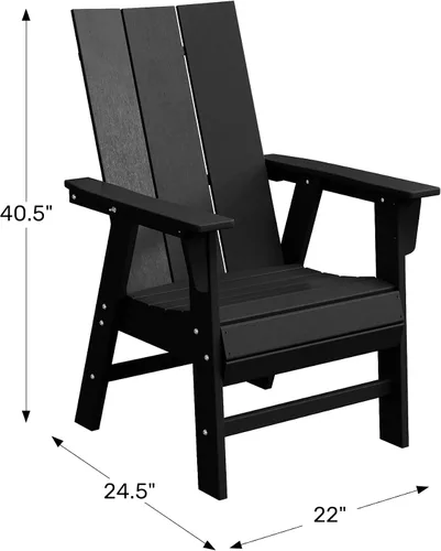 Vista 2 de WestinTrends Ashore Outdoor Patio HDPE Plastic Modern Adirondack Silla de comedor negra