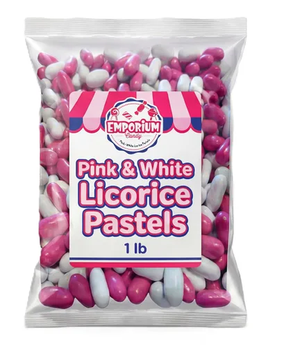 Vista 3 de Caramelo blanco rosado de los pasteles del regaliz 1 lb de la mordedura del bolso fresco del tamaño de la mordida Shell suave