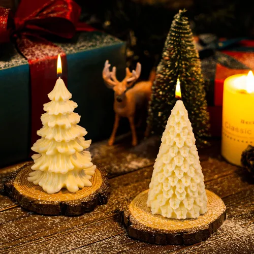 Vista 3 de Molde de vela de árbol de Navidad 3D, 2 piezas de silicona