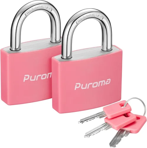 Vista 9 de Puroma Candado con llave, 1 paquete de cerraduras de aluminio con 2 llaves iguales, cerradura de casillero de 7/8 pulgadas, candados pequeños
