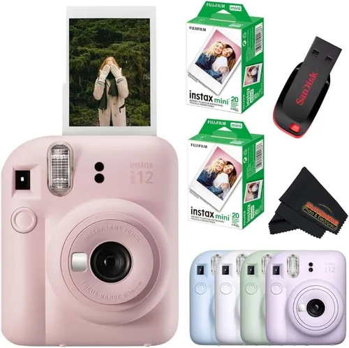 Vista 15 de Fujifilm Cámara instantánea Instax Mini 12 - Blossom Pink con 3 paquetes individuales
