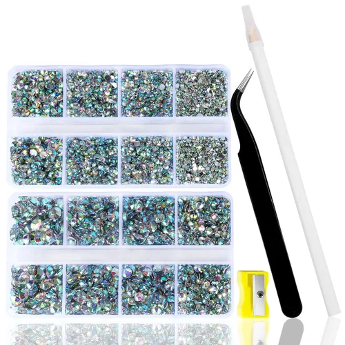 Vista 13 de 10400 diamantes de imitación beige, cristales de resina de gelatina para uñas, cristales de bricolaje con parte trasera plana no termoadhesivos