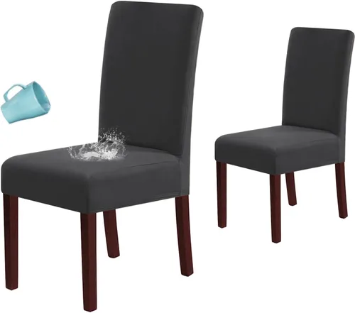 Vista 12 de H.VERSAILTEX Juego de 4 fundas 100% impermeables para sillas de comedor, fundas elásticas para sillas de comedor, fundas protectoras para sillas