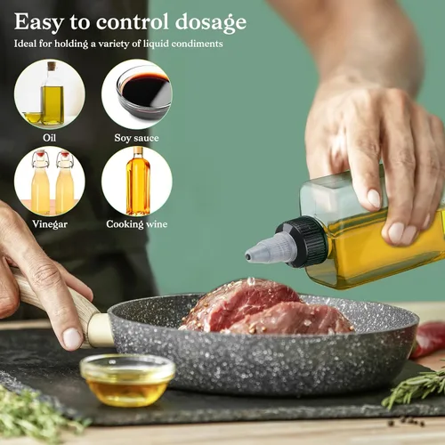 Vista 13 de Yaomiao Botellas pequeñas de 3.4 onzas con tapas giratorias para líquidos, recipientes exprimibles de condimentos de 3.4 fl oz, botellas
