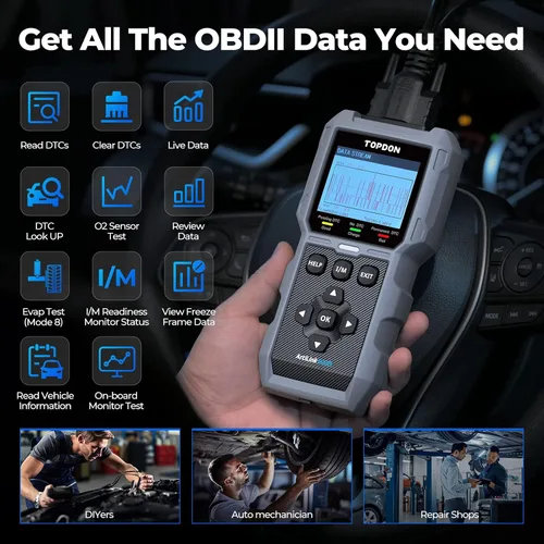 Vista 3 de TOPDON AL500B Escáner OBD2 Probador de Batería 2 en 1 Lector de Código, Diagnóstico OBDII Completo, Pruebas de Batería de 12V y Pruebas de Arranque