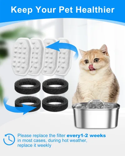 Vista 7 de Repuesto de filtro de fuente de agua para gatos compatible con Rellaty de acero inoxidable de 108 oz/3.2 L, dispensador automático de agua