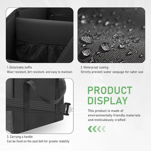 Vista 5 de Organizador de Asiento de Automóvil, Organizador de Automóvil para Asiento Trasero, Almacenamiento de Asiento de Auto Pequeño Plegable con Asas