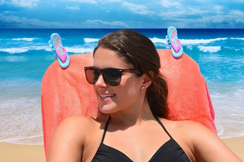 Vista 4 de O2COOL Bocaclips - Pinzas para toallas de playa para sillas de playa, accesorios para patio y piscina - (Chanclas) 2
