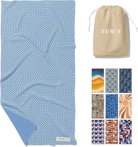 Vista 11 de SUN'Y Toalla de Playa de Microfibra Waffle – Sin Arena, Secado Rápido, Ultra Absorbente, Ligera y Compacta, Toalla de Viaje con Bolsa de Transporte