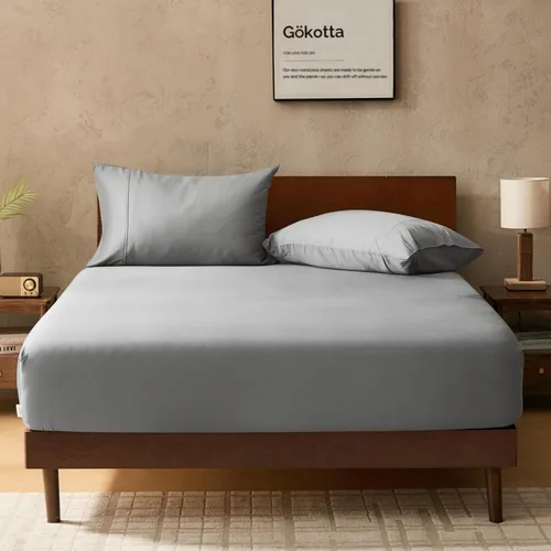 Vista 12 de Gokotta Sábana bajera ajustable y funda de almohada de rayón de bambú, sábana refrescante súper suave con 4 correas elásticas en las esquinas