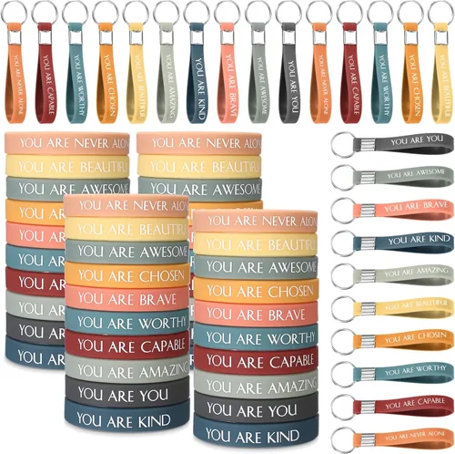 Vista 8 de Sratte 120 pulseras motivacionales, regalos inspiradores, llaveros inspiradores, regalo de agradecimiento para la semana de CNA, profesores