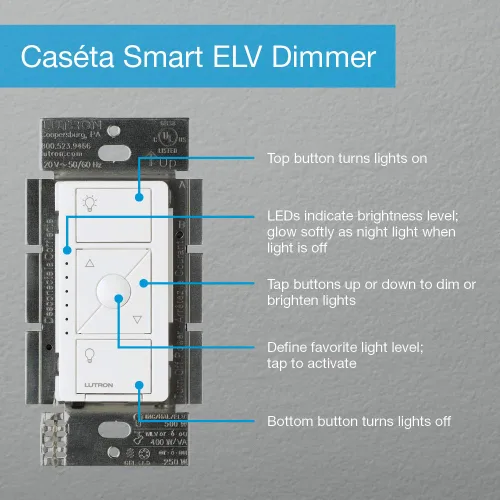 Vista 2 de Lutron Caseta ELV - Interruptor de atenuación inteligente