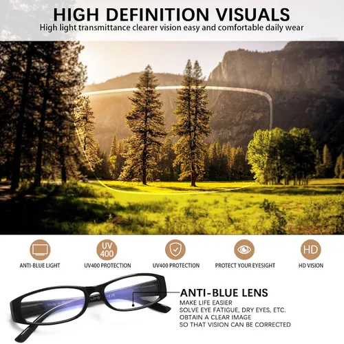 Vista 3 de 5 Pack Reading Glasses Blue Light Blocking for Women Fashion Spring Hinges Computer Readers Anti UV/Glare (5 Mix, 1.75)