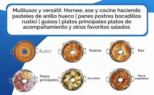 Vista 4 de Tredoni - Olla multiusos para estufa y horno, 9.5 pulgadas Estufa de anillo hueco de aluminio y horno, cocina para horno, tostadora, funciona