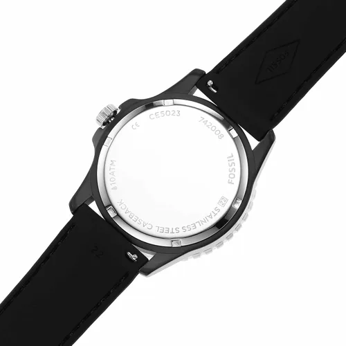 Vista 6 de FB-01 Reloj de silicona negro con fecha de tres manecillas, Negro