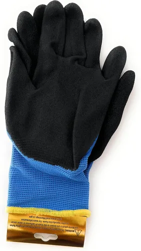 Vista 3 de XL/6 pares de guantes de seguridad Diesel azules recubiertos de látex agarre resistente a cortes