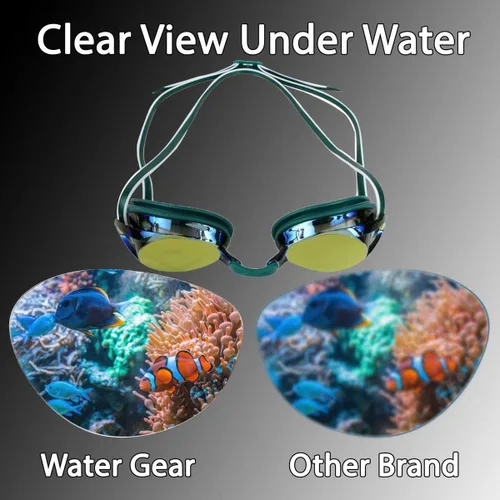 Vista 4 de Water Gear Gafas de natación Metallic Vision, antivaho Junior Fit para competición, cómodas y duraderas