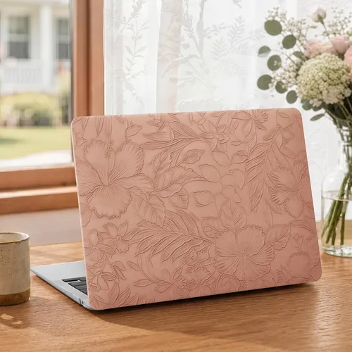 Vista 10 de iCasso - Funda compatible con MacBook Air de 13 pulgadas, versiones 2020-2018 A2337 M1 A2179 A1932, carcasa rígida de plástico con textura de cuero