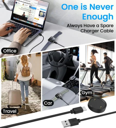 Vista 7 de Cable de carga USB compatible con Amazfit Bip 6/Active 2 cargador magnético de repuesto para reloj inteligente para accesorios Amazfit, 3.3 pies