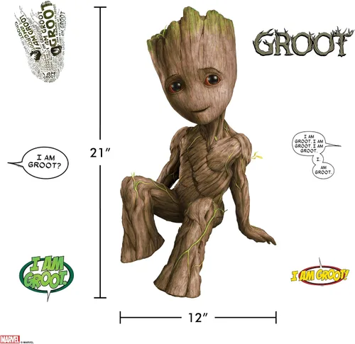 Vista 6 de Wall Palz Marvel Guardianes de la Galaxia Baby Groot - Calcomanías de pared para despegar y pegar con interacción de realidad aumentada 3D
