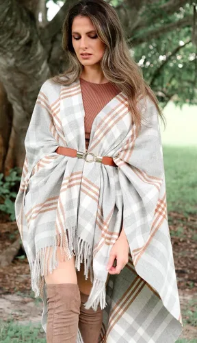Vista 124 de Moss Rose Chal de viaje para mujer, capa tipo poncho de frente abierto para otoño e invierno