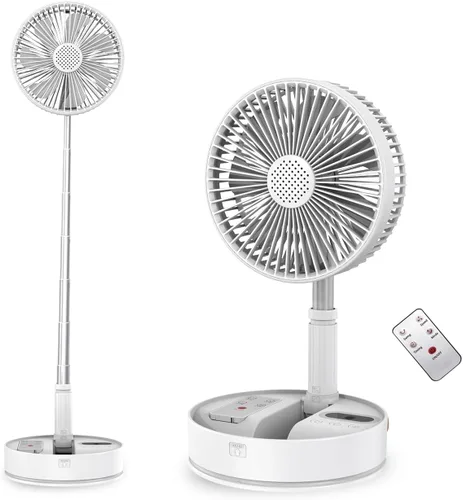 Vista 9 de UN UNITEDTIME Ventilador portátil, Mi ventilador de viaje plegable con temporizador de control remoto, funciona con pilas o alimentado por USB, Negro