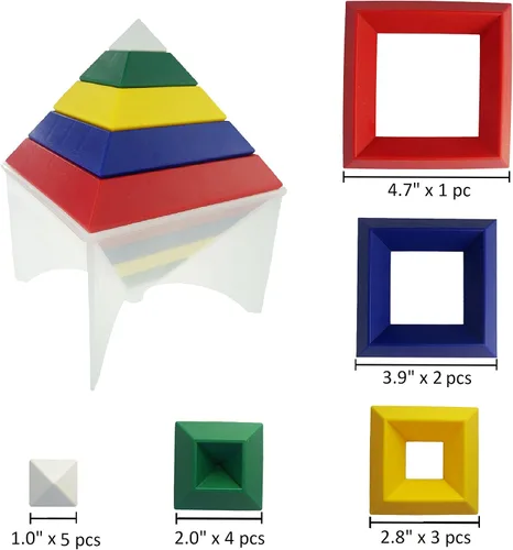 Vista 7 de KUTOI Bloques de construcción de juguetes apilables de pirámides, rompecabezas 3D, rompecabezas para niños y adultos, actividades creativas