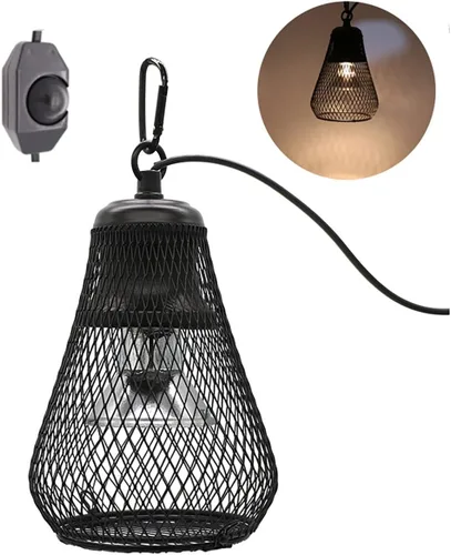 Vista 5 de Lámpara de calor para reptiles, lámpara de calor de 25 a 150 W con pantalla y tubo de hierro antimordeduras, calentador de cerámica infrarroja