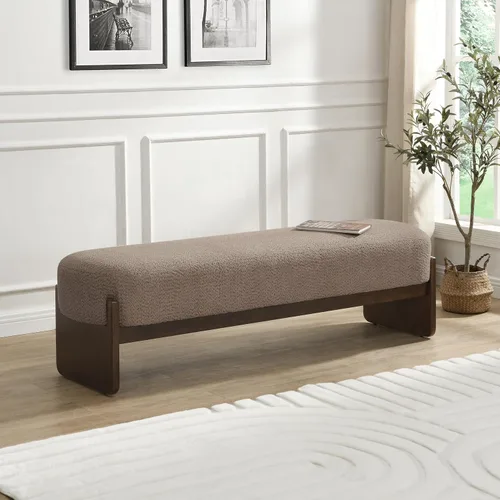Vista 12 de Christopher Knight Home Arden - Banco otomán rectangular de tela de hilo en bucle de estilo minimalista, marco de madera de caucho, banco