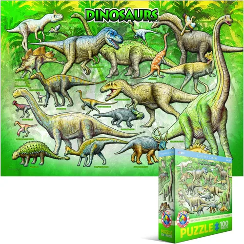 Vista 3 de Rompecabezas de 100 piezas de dinosaurios