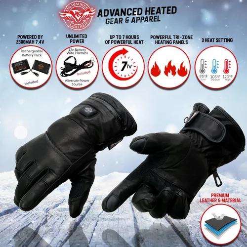 Vista 2 de Milwaukee Leather Men's and Women's Cold Weather Gloves with Heating Tech for Motorcycle, Hunting, Outdoor Use