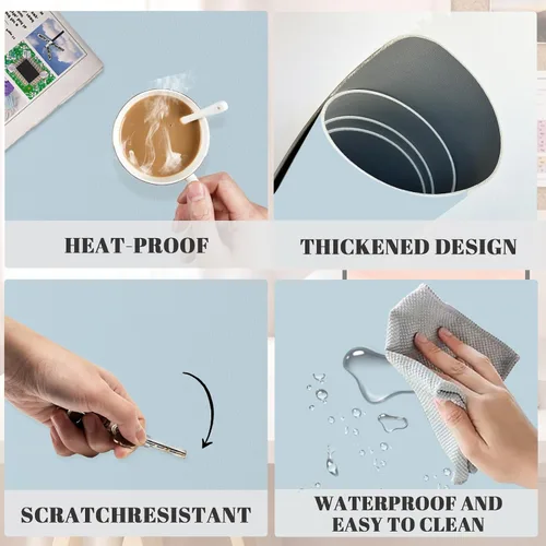 Vista 3 de Tapete de escritorio de borrado en seco, pizarra blanca de escritura borrable para hacer planes Waterproof Desk Pad, Non-Slip Large Desktop