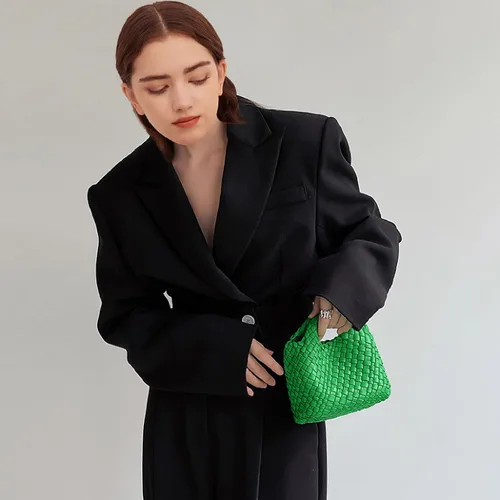 Vista 6 de Bolsa tejida para mujer con monedero, cadena plegable pequeña, bolso de hombro de moda, bolso Hobo