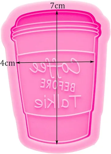 Vista 2 de Brillante taza de café forma de silicona llavero molde de arcilla polimérica collar de resina epoxi joyería epoxi molde artesanía llavero resina