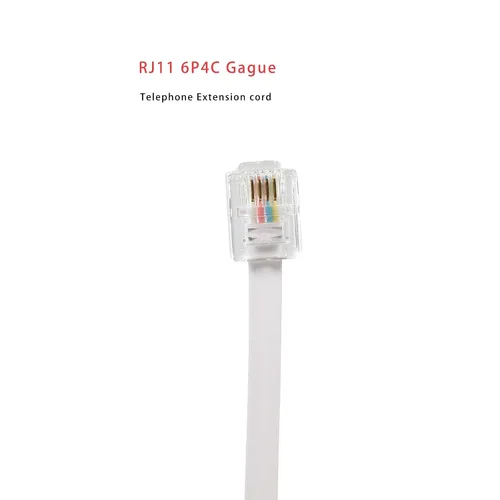 Vista 3 de Tbrand Cable de extensión de teléfono fijo de 20 pies con enchufe estándar RJ-11 6P4C (blanco 6M, 2 unidades)