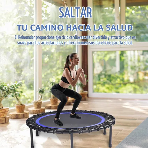 Vista 2 de 40" Mini Trampoline for Adults, Fitness Rebounder with Elastic Bands, Indoor Exercise Trampoline, Low Impact Workout Equipment for Home Gym, Cardio