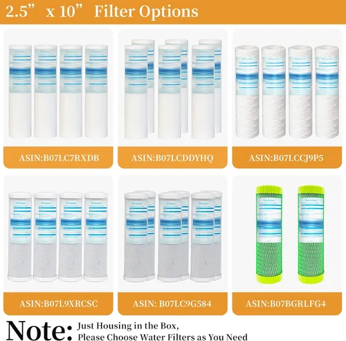 Vista 7 de Geekpure - Carcasa para filtro de agua transparente de 10 pulgadas para toda la casa (1) Puerto de latón NPT de 3/4", se adapta a filtros de 2.5