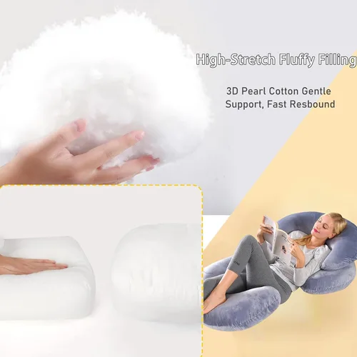 Vista 5 de Almohadas de embarazo para dormir, almohada de cuerpo completo en forma de C para mujeres embarazadas, almohada de embarazo suave con funda