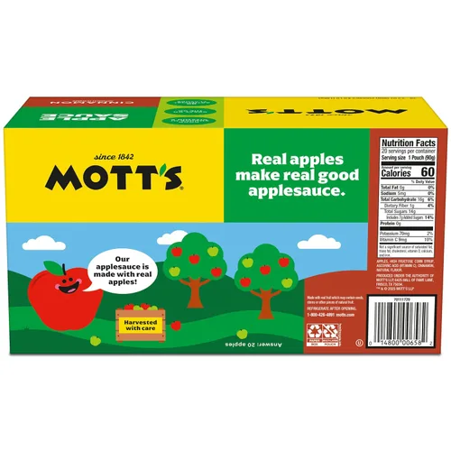 Vista 3 de Mott's Puré de manzana y canela, bolsas transparentes de 3.2 onzas, paquete de 20