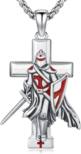 Vista 89 de 925 Sterling Silver Patron Saint Amulet Necklace for Men Women plateado